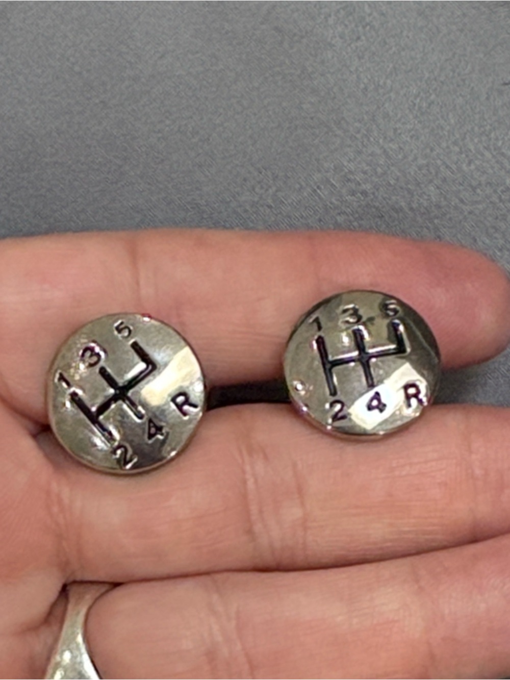 Cufflinks Silver Tone 5-Speed Manual Gear Shift Pattern